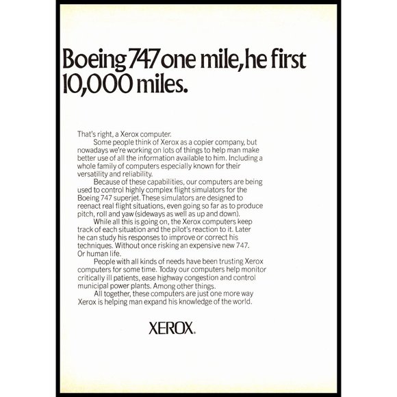 1972 Xerox Computer Boeing 747 Simulator 2 Page Vintage Print Ad Cockpit Photo - Picture 3 of 3